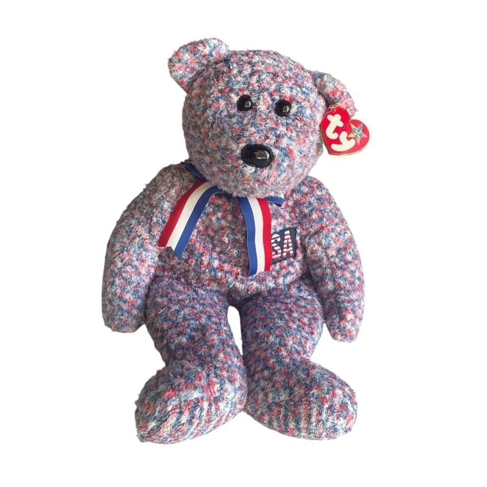 Ty Beanie Buddy USA the Bear NWT 2002 Plush Stuffed Animal Patriotic Exclusive